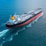 Oil tanker sailing on the open sea