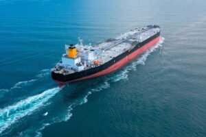 Oil tanker sailing on the open sea