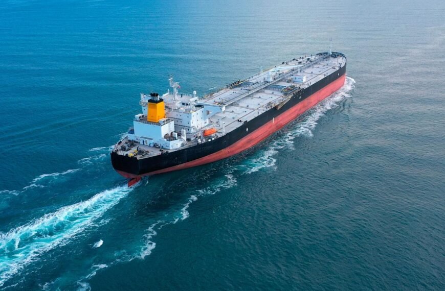 Oil tanker sailing on the open sea