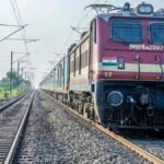Indian Railways passenger train on railway tracks